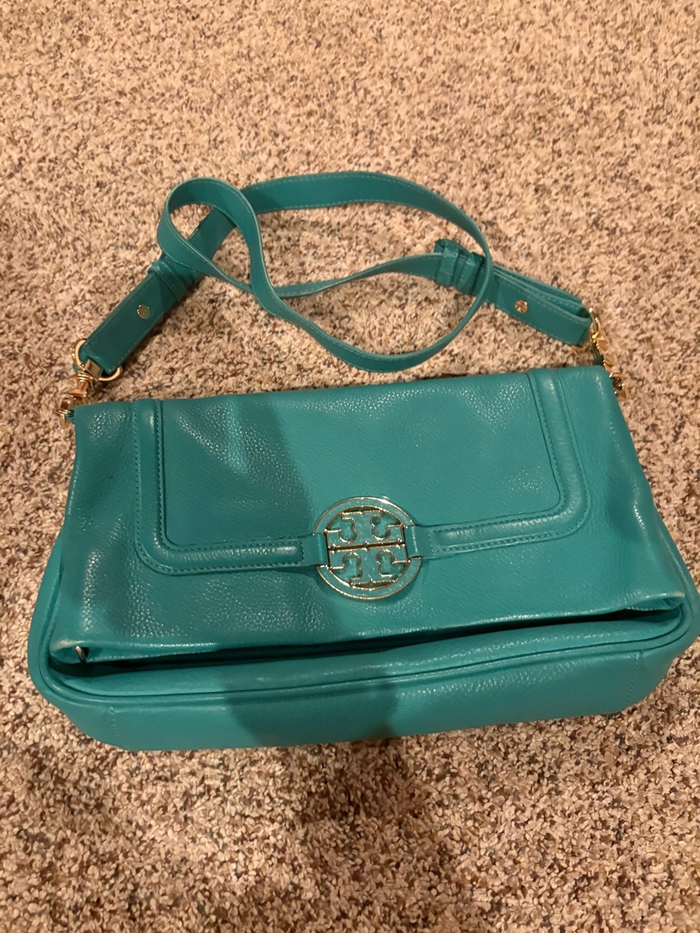 Tory Burch Teal Leather Crossbody Bag. Excellent condition!